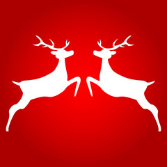 Two Reindeer on red background