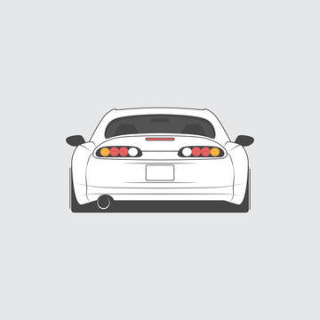 Vector sport japan car. Car sketch. Back view.