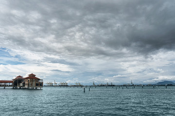 Fishing village in Penang at cloudy day