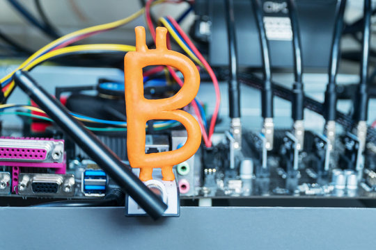 Plasticine bitcoin on the computer for mining crypto currency