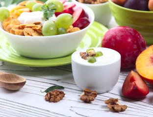 Muesli with yoghurt and fresh fruit
