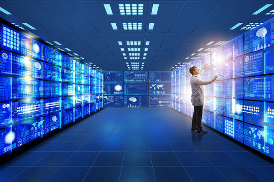 Concept of telemedicine with male doctor