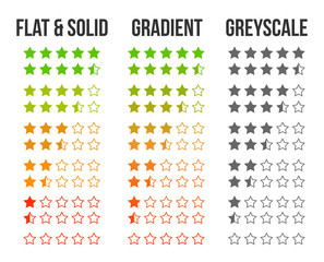 Online shopping review feedback five star rate icon set