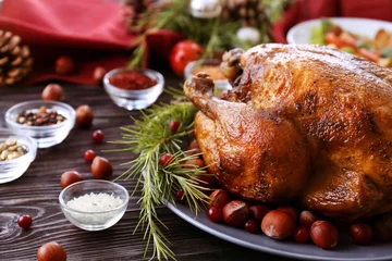 Keuken spatwand met foto Tasty roasted turkey on plate © Africa Studio