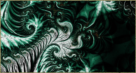Obraz premium Complex pattern of curls. 3D surreal illustration. Sacred geometry.Mysterious relaxation pattern.Fractal abstract texture.Digital artwork graphic magic
