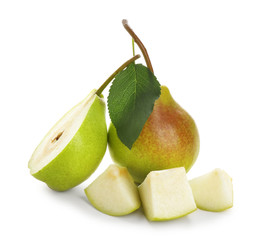 Delicious ripe pears on white background © Africa Studio