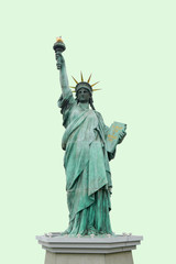 Fototapeta premium Vertical Statue of Liberty in Odaiba Japan isolated