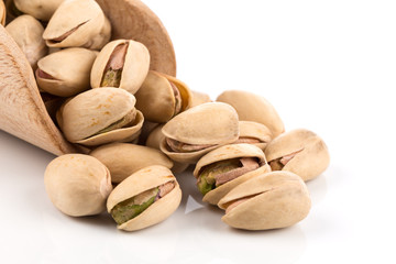 pistachio nut on white