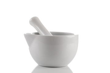 mortar and pestle on white background