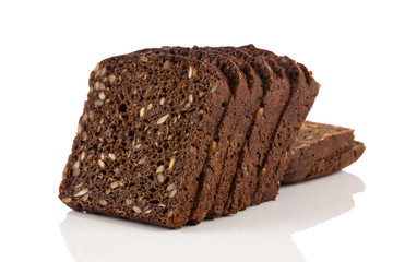 Black bread slice isolated