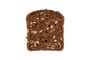 Black bread slice isolated