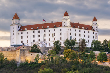 Fototapeta na wymiar Wonderful impression of Bratislava castle (Slovakia, Europe) on summer sunset