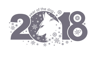 Year of the Dog 2018. Vector template New Year's design on the Chinese calendar. 
