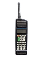 Old phone against white isolated background