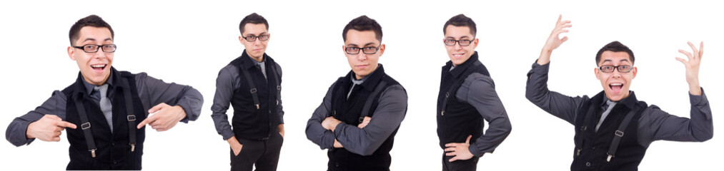 A young man wearing suit isolated on white