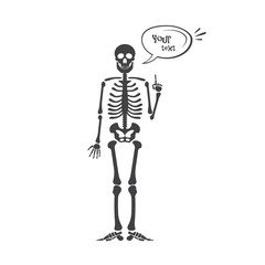 Skeleton human anatomy. Vector halloween black skeleton isolated on white. Skeleton hand sign: ok, finger up, finger down, fist, middle finger, Rock n roll horns, clapping palms and other emoji.