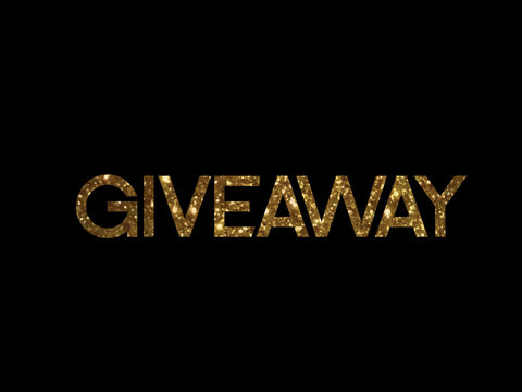 Golden glitter of isolated hand writing word GIVEAWAY