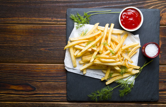 French fries on a dark background