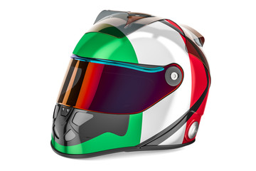 Racing helmet with flag of Italy, 3D rendering