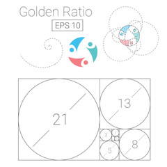 golden ratio template logo vector illustration fibonacci