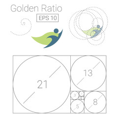 golden ratio template logo vector illustration fibonacci