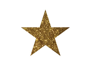 Vector golden glitter review star icon on white background