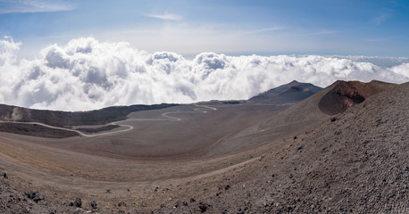 Panoramic view of the Mount Etna craters