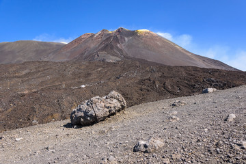 View of the Mount Etna main craters