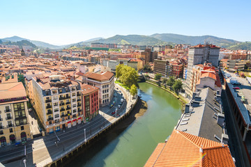 Naklejka na ściany i meble panoramic views to bilbao old town, Spain