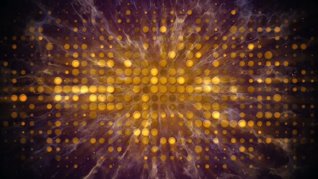 Disco wall with flashing lights and flowing smoke. Computer generated seamless loop absrtact background 4k (4096x2304)
