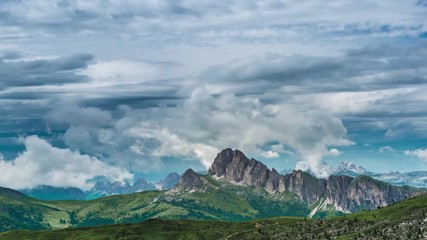 TIMELAPS: clouds moving over mountains . Dolomites alps.Italy