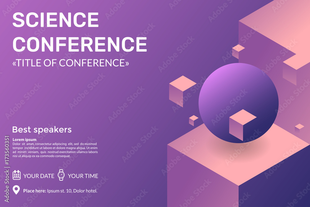 Aufkleber abstract holographic 3dbackground with levitating geometric shapes. science conference invitation co