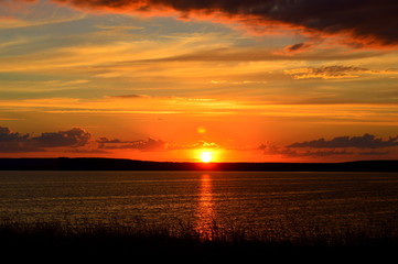 Red sunset at Lake Aslykul Republic of Bashkortostan