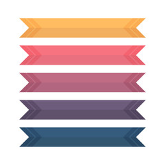 Fototapeta premium Set, collection of colorful abstract flat design ribbons, tapes or web banners isolated on white background.