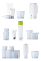 Cosmetic bottles on a white background