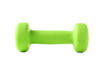 Green dumbbell isolated on white background