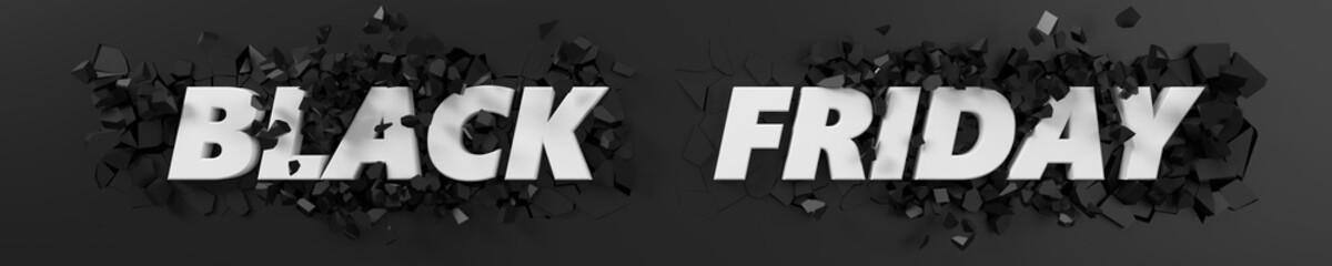 black friday header with text and exploding background. 3d illustration.