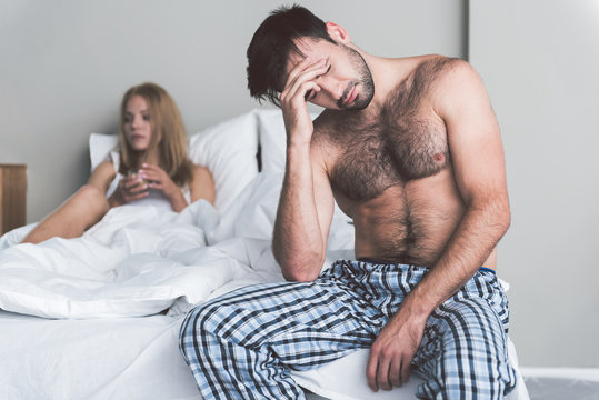 Desperate husband is exhausted from marriage problems