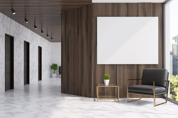 Marble and wooden elevator hall, poster © ImageFlow