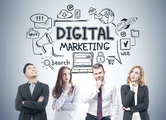 Diverse business team, digital marketing