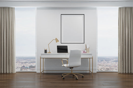 White office interior, poster