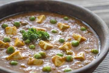 Bowl of mattar paneer