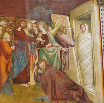 Fresco in San Gimignano - Jesus and Lazarus