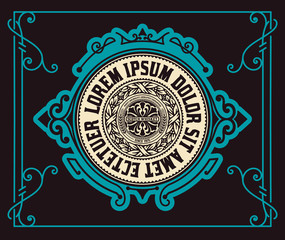 Vintage label western hand drawn antique frame typography vector illustration