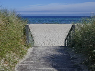 Fototapeta premium Stairs to the beach between the dunes