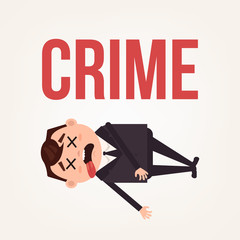 Dead body businessman office worker man character. Contract killing concept. Vector flat cartoon illustration