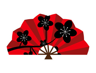 Red silk chinese fan vector illustration