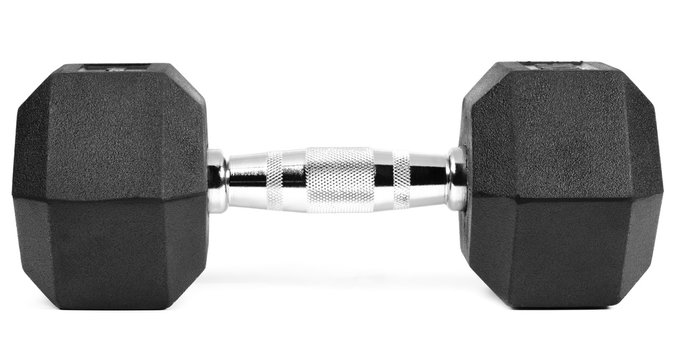 Two black dumbbells