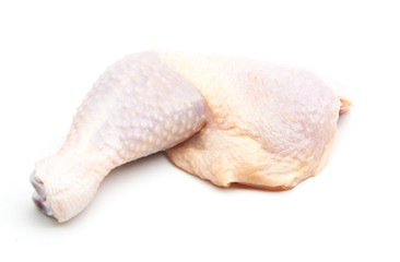 raw chicken leg isolated on white