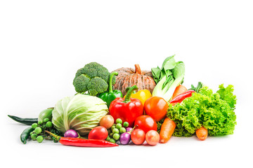 collection vegetables isolated white background